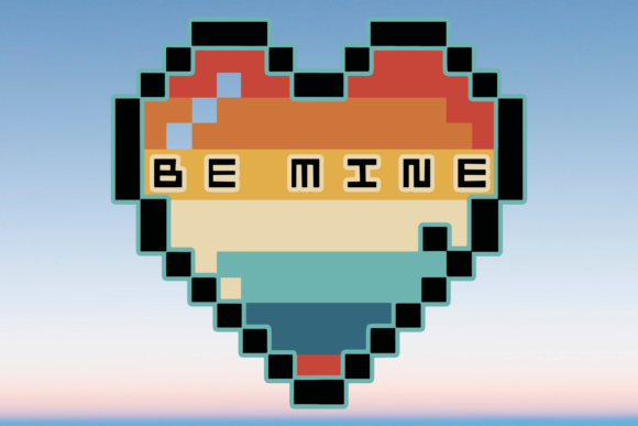 Be Mine Pixel Heart Valentines Graphics for Crafts