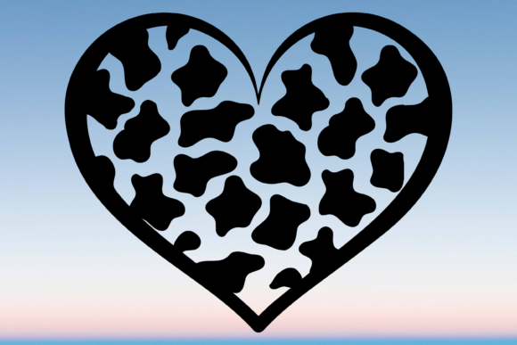 Cow Print Pattern Heart Valentines Svg for Graphics & Crafts