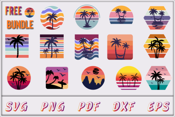 Free Retro Sunset SVG Bundle for Crafts & Graphics