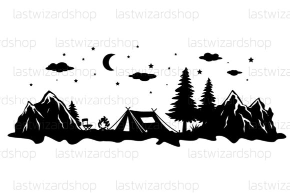 Tent in Forest Svg: Graphics for Crafts